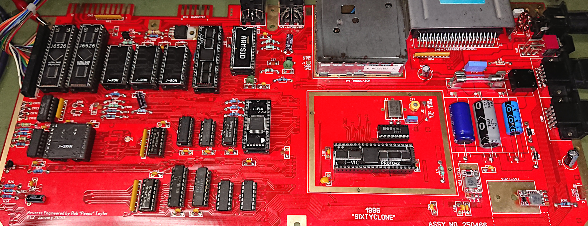 Commodore 64 mainboard with J-CIa, J-CPU and J-VIC